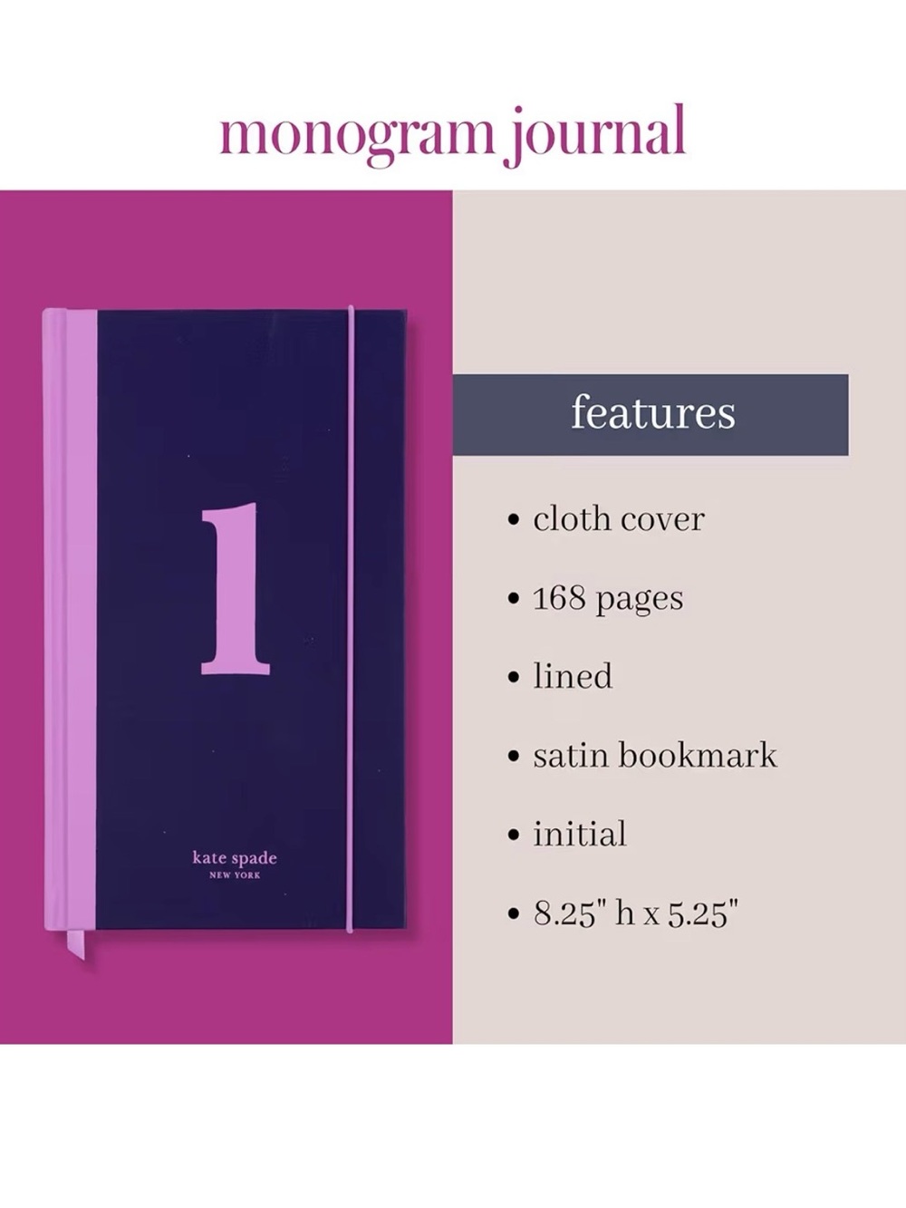 Kate Spade Just Mine Monogram “L” Cloth Hardcover Notebook Journal